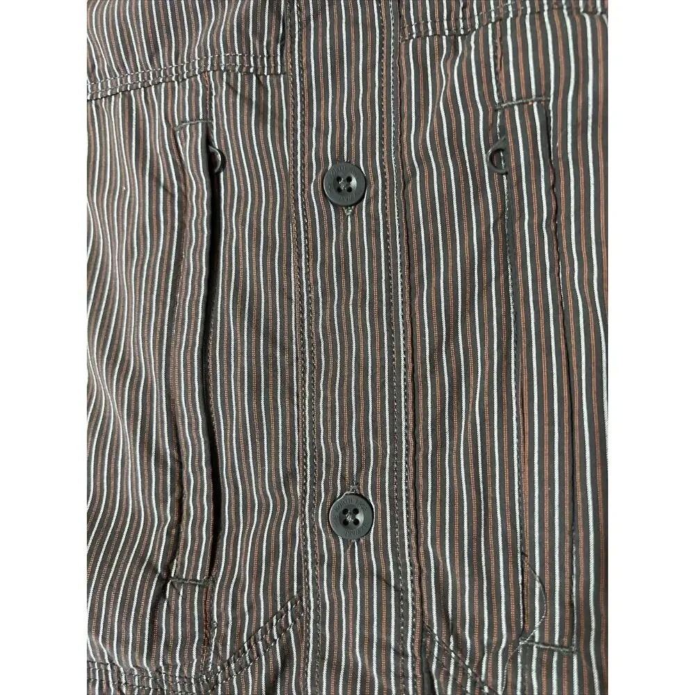 The North Face Button Down Long Sleeve Fishing Shirt M Vented Red/brown Stripe*